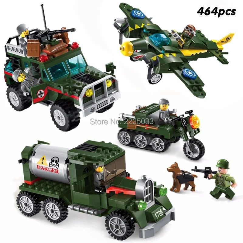

compatible legoeinglys Military World War 2 support the battlefield frontline Army soldier figures Weapons Building block toys