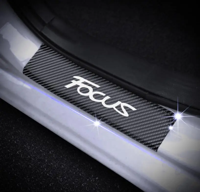 Для Ford FOCUS защита порога Светоотражающая 4D Наклейка из углеродного волокна Защита порога 4 шт. красный - Название цвета: Белый