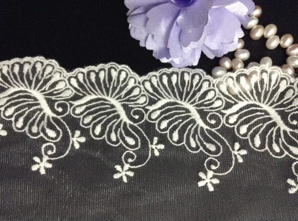 

FREE SHIPPING 11cm high quality nylon net and cotton embroidery lace,XERY14116