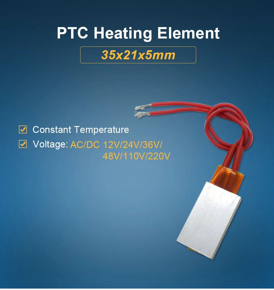 LJXH PTC нагревательный элемент нагреватель 35x21x5 мм Термостат 80/110/120/220 градусов PTC алюминиевый корпус 2 шт./лот для нагрева воздуха