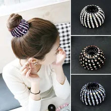 Fashion Women's Easy Bird Nest Ponytail Holder Buckle Rhinestone Hair Round Accessories Hair Tie Jewelry Gift