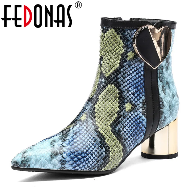 

FEDONAS Brand High Quality Genuine Leather Ankle Boots Pointed Toe Party Wedding Shoes Woman High Heels Pumps Female BasicBoots