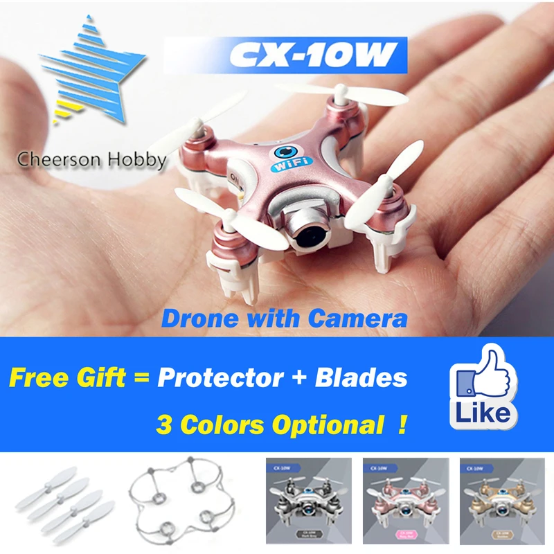 Buy Cheap Drone with Camera Cheerson CX-10W Mini 6-Axis Gyro RC Quadcopter Headless Mode Remote Control FPV Flying Camera wifi Toy Copter