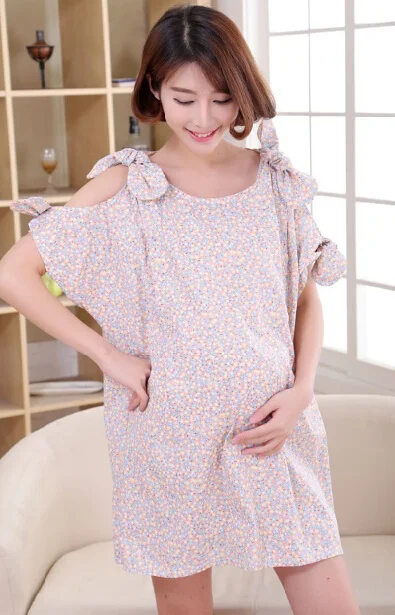 Платье для беременных, хлопок, плюс размер, с круглым вырезом, Одежда для беременных, ropa premama, Одежда для беременных женщин, одежда для беременных - Цвет: Розовый