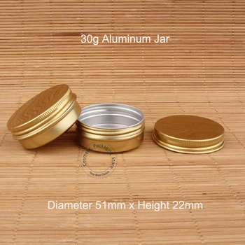 

50pcs/Lot 30g Aluminum Facial Cream Jar Empty Women Cosmetic Bottle Gold Lid Small Portable Travel Vial Skin Care Candy Box