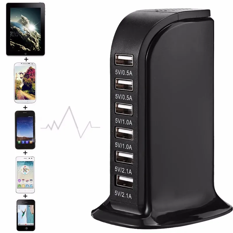 

Universal 6 Ports USB Rapid Charging Socket 6A 30W Wall Charger Travel Plug Desktop USB HUB Splitter Multi Port Phone Charger