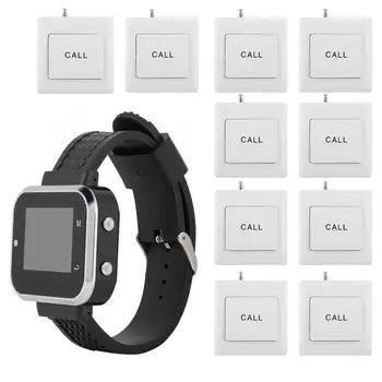 

Calling Pagers System Wireless Caregiver Pager Set Hotel Paging System Smart Call Button 1 Wristwatch 10 Buttons