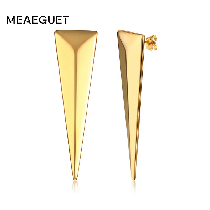 

Meaeguet Sharp Triangle Earrings Punk Rock Stud Earring Gold-color Earings Stainless Steel Earrings For Women Jewelry