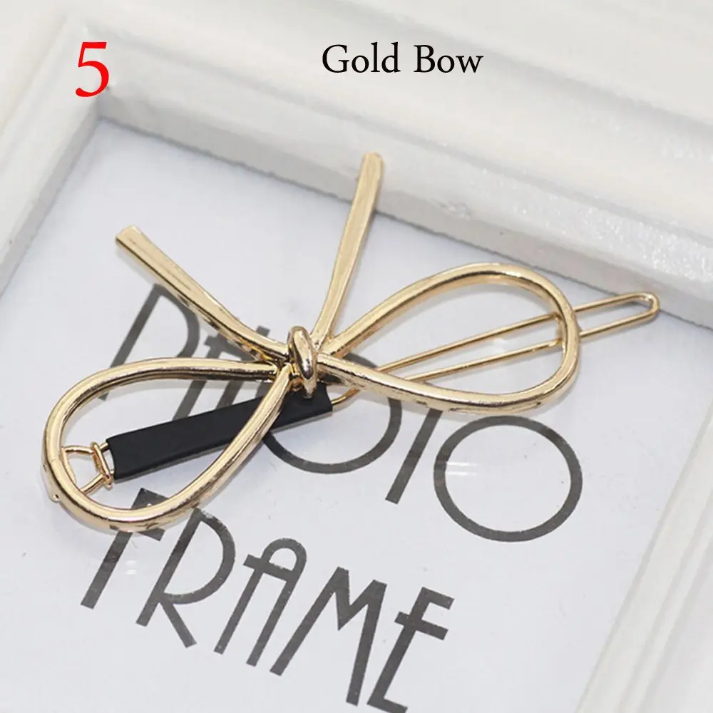 1 шт., женские корейские заколки для волос, золотые, серебряные шпильки геометрической формы, милые, для девочек, модные аксессуары для волос для рождественской вечеринки - Цвет: Gold Bow