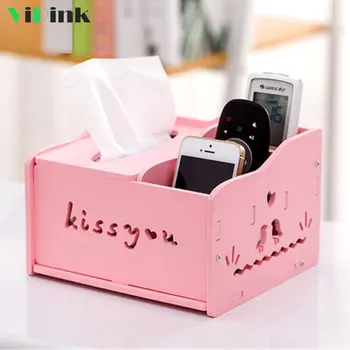 

DIY Tissue Box Cover Wood Napkin Holder Tissue Dispenser Living Room Desktop Debris Organizer Phone Remote Control Storage Box