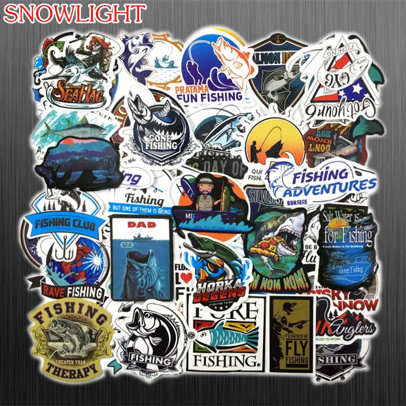 

50PCS Funny Fisherman Go Fishing Stickers For Laptop Suitcase Freezer Vinyl Laptop Luggage Bike Skateboard