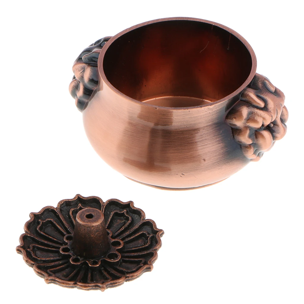 Vintage Copper Alloy Incense Burner Stick Holder Incense Base Bowl Home Tea House Decoration