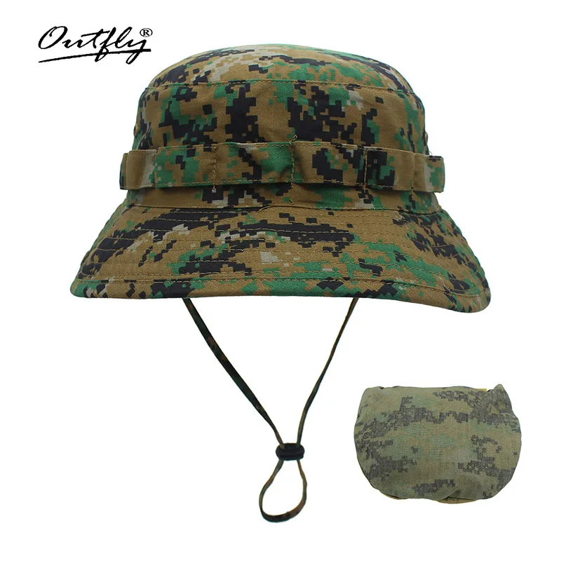 Outfly цифровая камуфляжная армейская шляпа для отдыха на природе Мужская короткая bri шляпа оптом Солнцезащитная бионическая шляпа для джунглей Панама - Цвет: g-coffee3