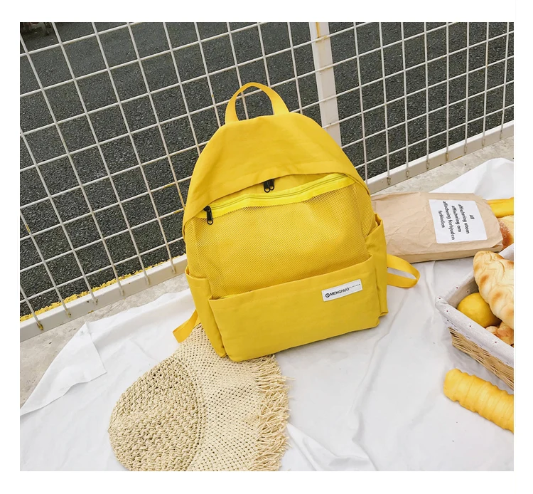 Menghuo Simple Style Net Backpack Women Backpacks for Teenage Girls School Bags Fashion Vintage Solid Leisure Book Bag Mochilas (43)