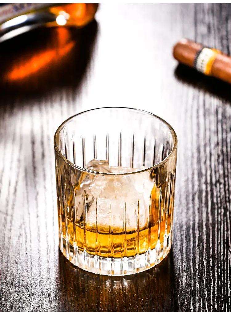Japanese striped whiskey glass Bar special classical cocktail glass Vintage spirit wine Cups 360ml