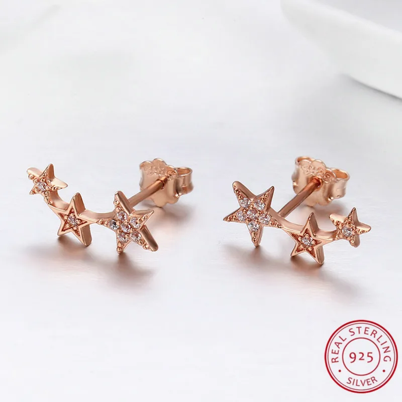 

Hot Selling Rose Gold Color Little Star Sterling Silver Rose Gold Filled Stud Earrings For Women Girls Daily Jewelry pendientes