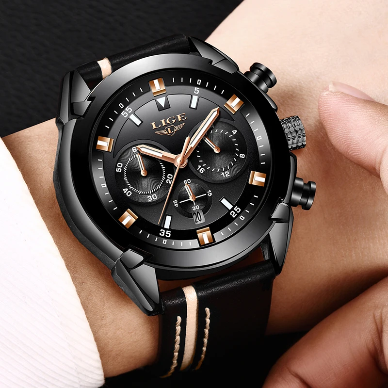 Relojes Hombre Новинка 2018 года LIGE мужские часы лучший бренд класса люкс водостойкие 24 часа дата Кварцевые часы мужские кожаные спортивные