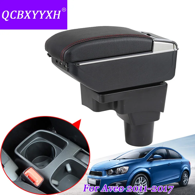 

QCBXYYXH Car Armrest Central Store Content Storage Box With Cup Holder Ashtray Accessories For Chevrolet Aveo 2010-2017 Cover