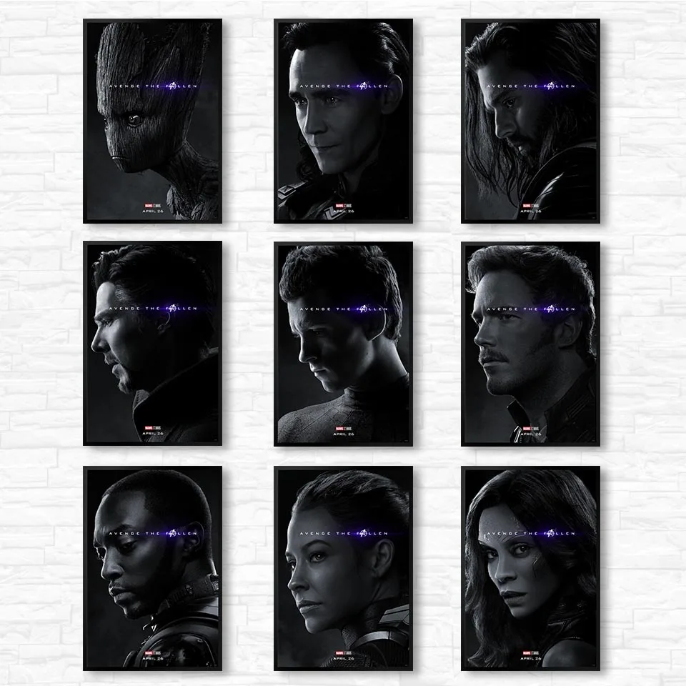 

Avengers Marvel Hot Movie Poster Canvas Art Painting Modern White Black Print Home Decor Wall Pictures For Living Room Quadros