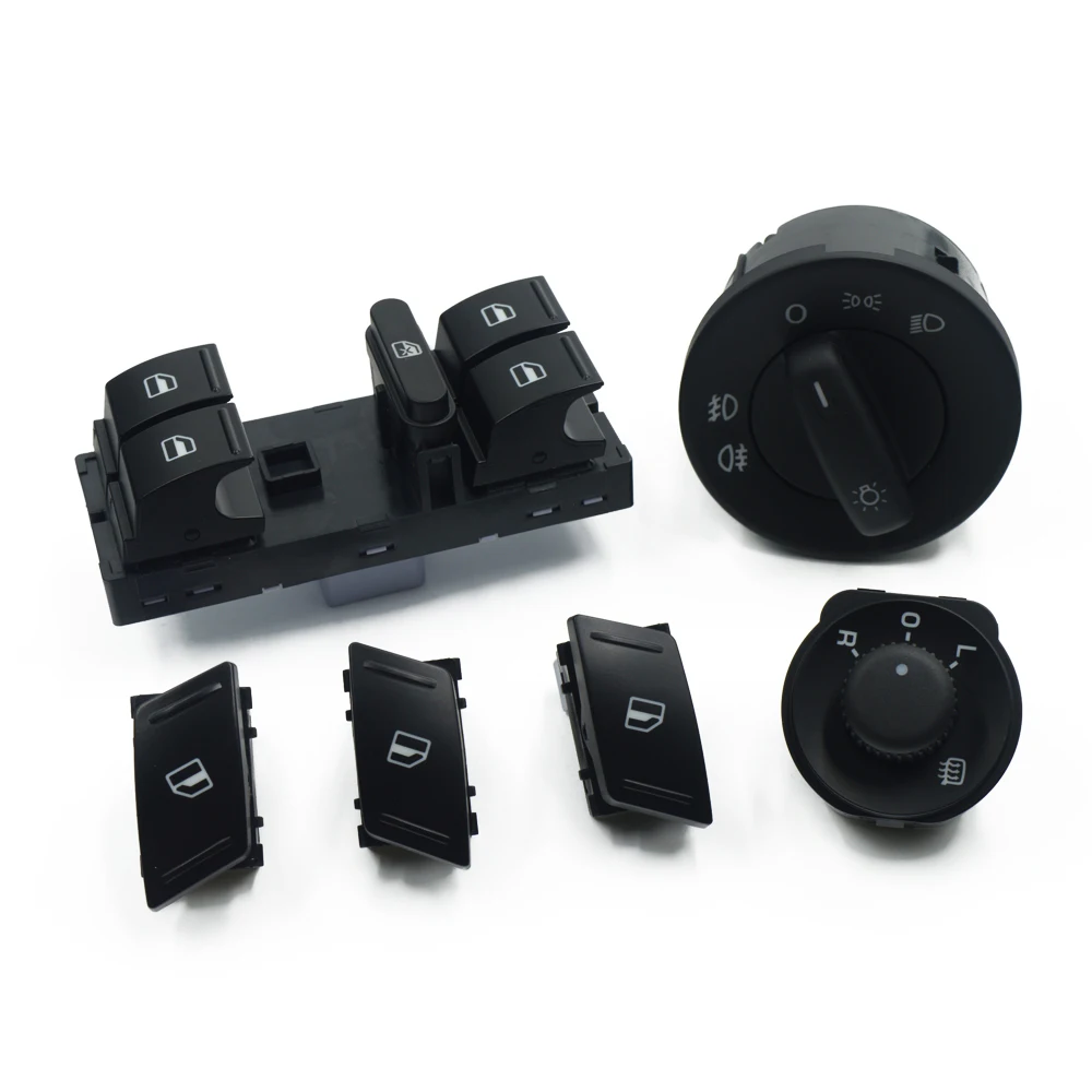 

For SKODA Octavia MK2 II 1Z Master Electric Power Window Headlight Side Mirror Switch Button 6PCS/SET 1Z0959858B 1Z0 941 431 / C