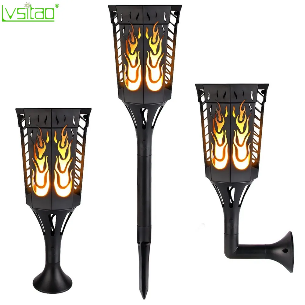 

Ledsolar flame lamp outdoor waterproof 96LED flicker torch light solar led wall light Yard lawn garden landscape decoration lamp