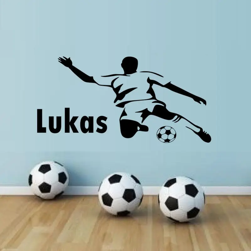 Football Player Wall Art Stickers Personalised Any Name Boys Bedroom