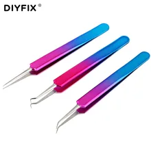 DIYFIX trądzik igły pincety ze stali nierdzewnej przyrząd do usuwania zaskórników narzędzie do pielęgnacji twarzy przedłużanie fałszywe rzęsy do rzęs rzęsy ręcznie narzędzia