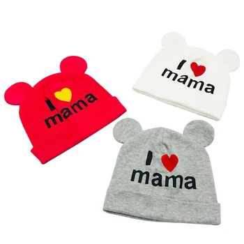 

30PCS / LOT SINGYOU Children Cotton Soft Beanie Hat Skullcap Winter Warm Knit Hats I love mama Cute Cat Ears Caps