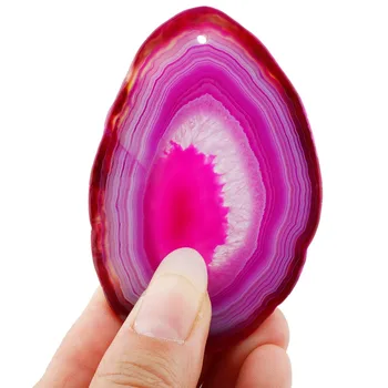 

SUNYIK 1Lot (5Pc) Fuchsia Agate Slice Pendant with Drilled Holes for Jewelry,Irregular Shapes