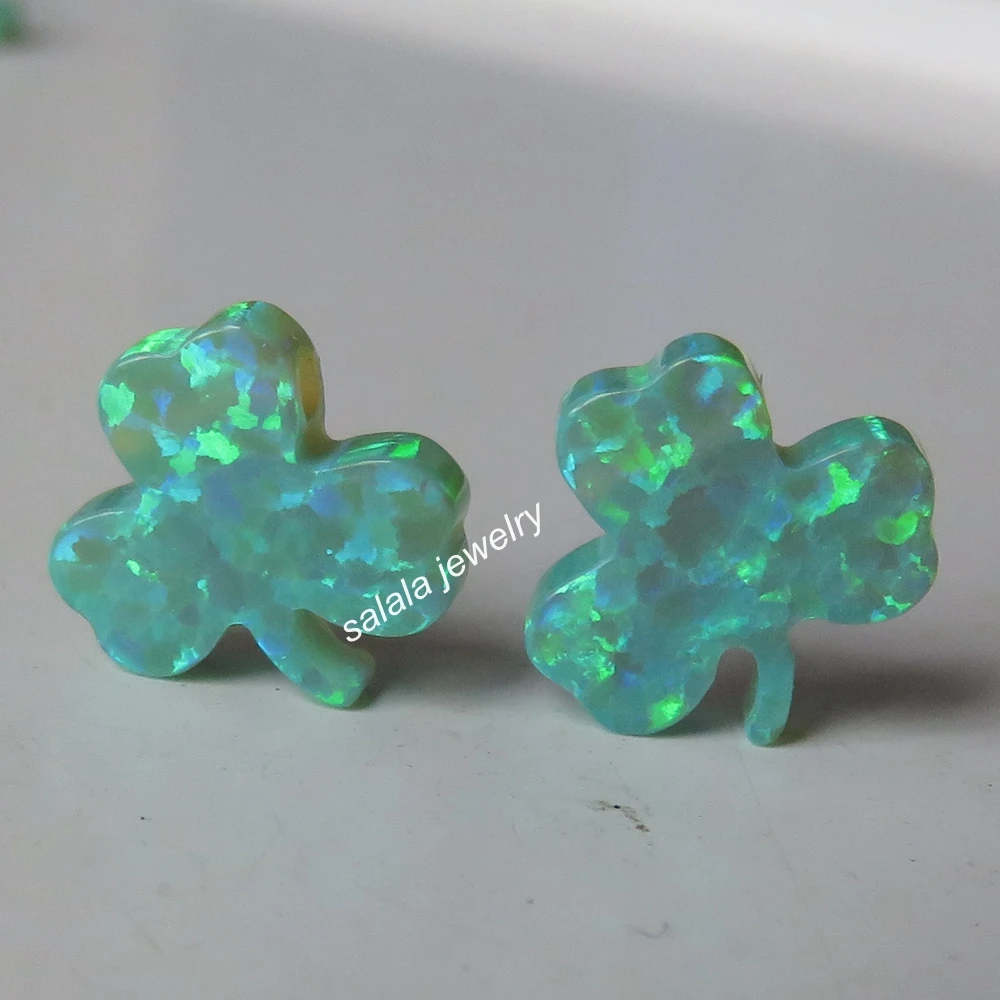 200pcs /lot OP11 Kiwi Green 3 Clover Fire Opal 12mm Lucky Shamrock Charms Three Leaf | Украшения и аксессуары