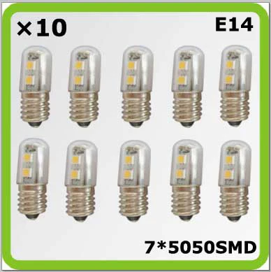 Оптовая продажа 120 в 220 230 E14 1 Вт 7 * 5050SMD 10 Светодиодный ных лампочек bombilla led blanco для