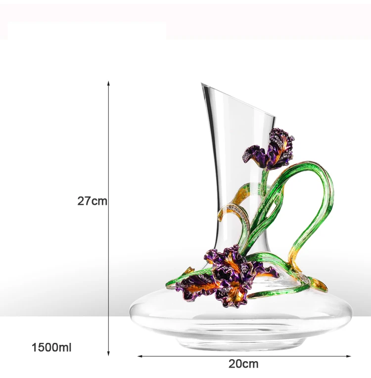 Высокое качество, эмаль, ирисы, Хрустальное стекло, красное вино, стеклянный графин, набор, винный бокал для шампанского стакан, Свадебная подарочная коробка, посуда для напитков