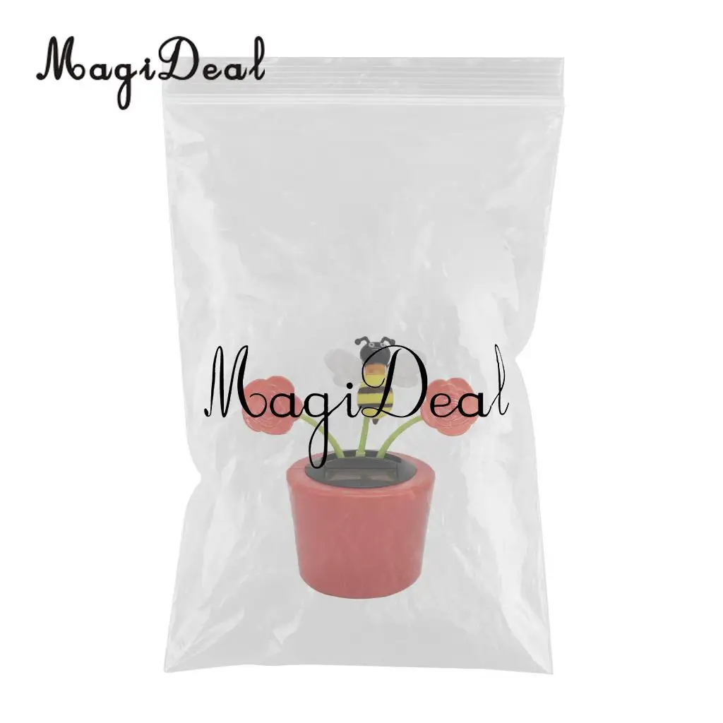 Solar Powered Flower Insect Shaking Doll   Toy Home Decor Car Ornament Flowerpot Rose and Honeybee