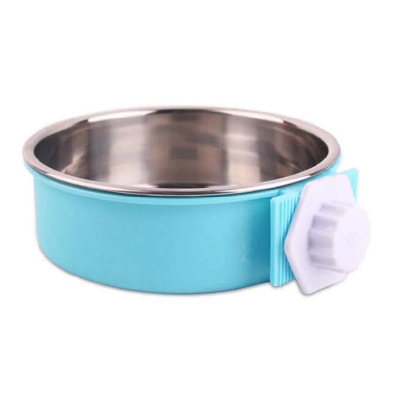 

Pet feeder hanging stainless steel dog cat feeding water food bowl