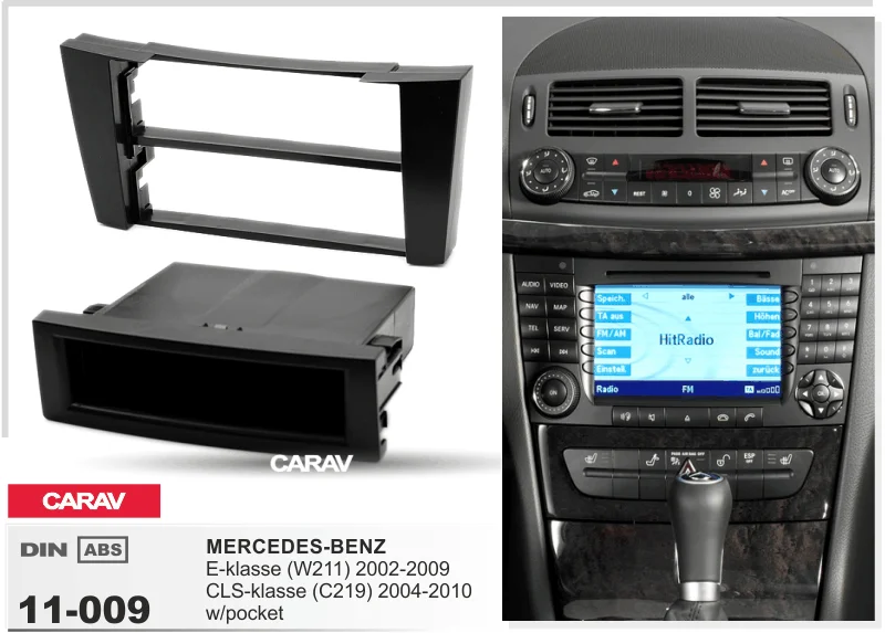 CARAV 11-009 радио Панель отделкой установить комплект для MERCEDES-BENZ E-klasse(W211) 2002-2009; CLS-klasse(C219) 2004-2010 w/карман