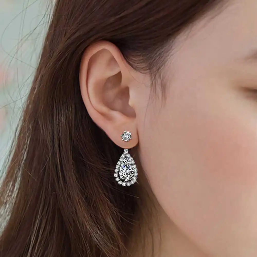 Женские серьги гвоздики из серебра 925 пробы с кристаллами|drop stud earrings|stud earringsstud
