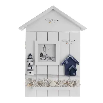 

Wood Crafts Creative Box Key Home Decoration Multiple Key Hook Storage Rack Mediterranean House Key Storage Holder Case