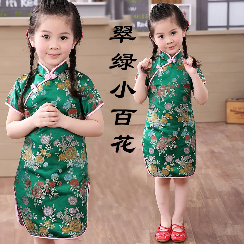 Floral Baby Qipao Girl Dress Chi-Pao Cheongsam Christmas Gift Chinese Kids Lace Dresses Girls Clothing Wedding Princess Dress