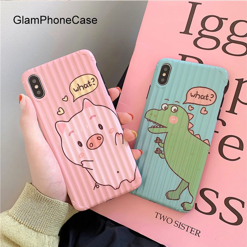 GlamPhoneCase мультфильм Динозавр поросенка чехол для iPhone X XS Max XR Мягкий силиконовый 7 8 6