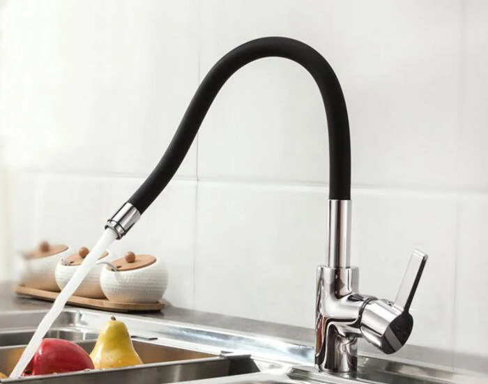 

Free shipping 360 degree rotation Kitchen Faucet Single Handle for Kitchen Sink Mixer Tap Chrome Finish KF084