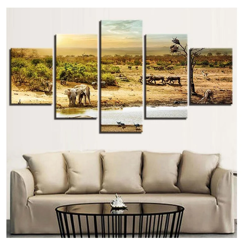 

5pcs 5D DIY Diamond Painting African Forest Elephants Embroidery Full Square Diamond Cross Stitch Rhinestone Mosaic JS4190
