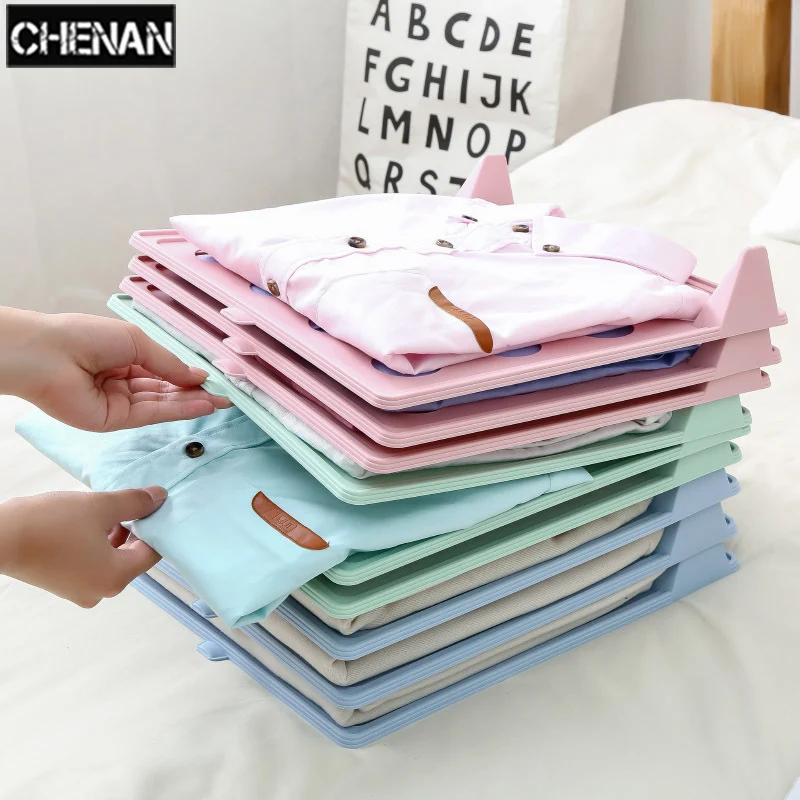 

4Pcs/Set Folding Board Simple Clothes Folder Wardrobe Finishing Home Shirt Underwear Storage Rack Folding Clothes Storage Shelf