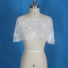 Рукавов Кружева Куртка Жилет Роскошные Бисероплетение Свадебные Куртки Жилет Плюс Размер Свадебные Аксессуары Болеро Шаль BJ02