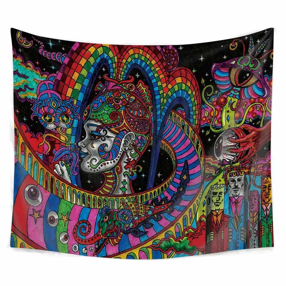 Meijuner гобелен красочные психоделические серии гобелены настенный гобелен пляжное одеяло коврик для йоги Декор для гостиной - Цвет: 2
