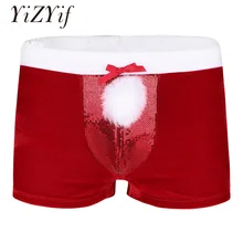 YiZYiF сексуальное рождественское Нижнее белье Мужчины Боксеры Гей Боксеры Шорты Нижнее белье Боксеры праздник сексуальные homme Боксеры Шорты мужские трусы
