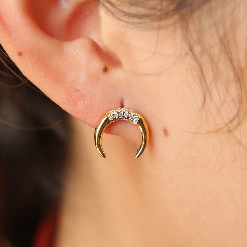 Высокое качество, Стерлинговое Серебро 925 пробы, милые мини полумесяца, крошечные, в форме полумесяца, Симпатичные серьги-гвоздики для девушек, женщин, модные ювелирные изделия