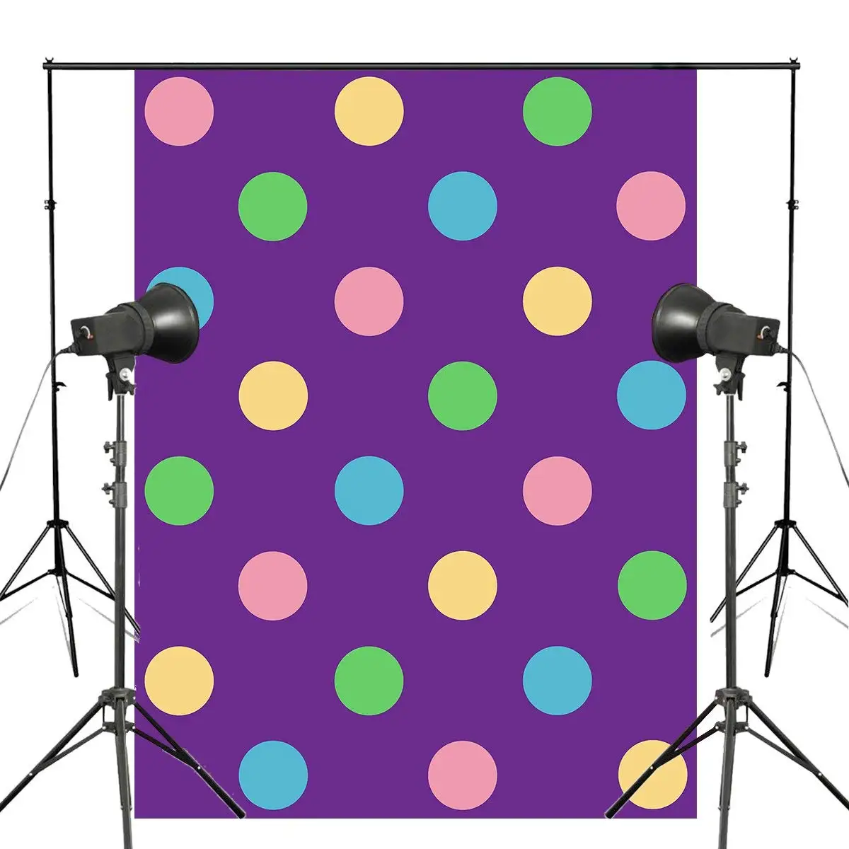 

5x7ft Cute Colorful Polka Dots Pattern Photography Backdrops Purple Clipart Children Photo Studio Props Indoor Wall Background