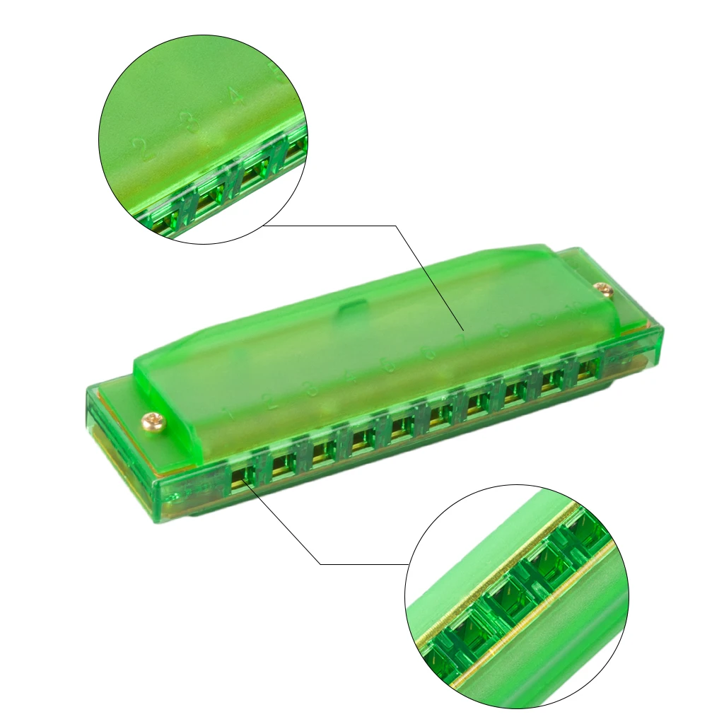 Наоми зеленый цвет Губная гармошка гребень мелодика C мелодия пластик 10 отверстий Губная гармошка Пять цветов на выбор