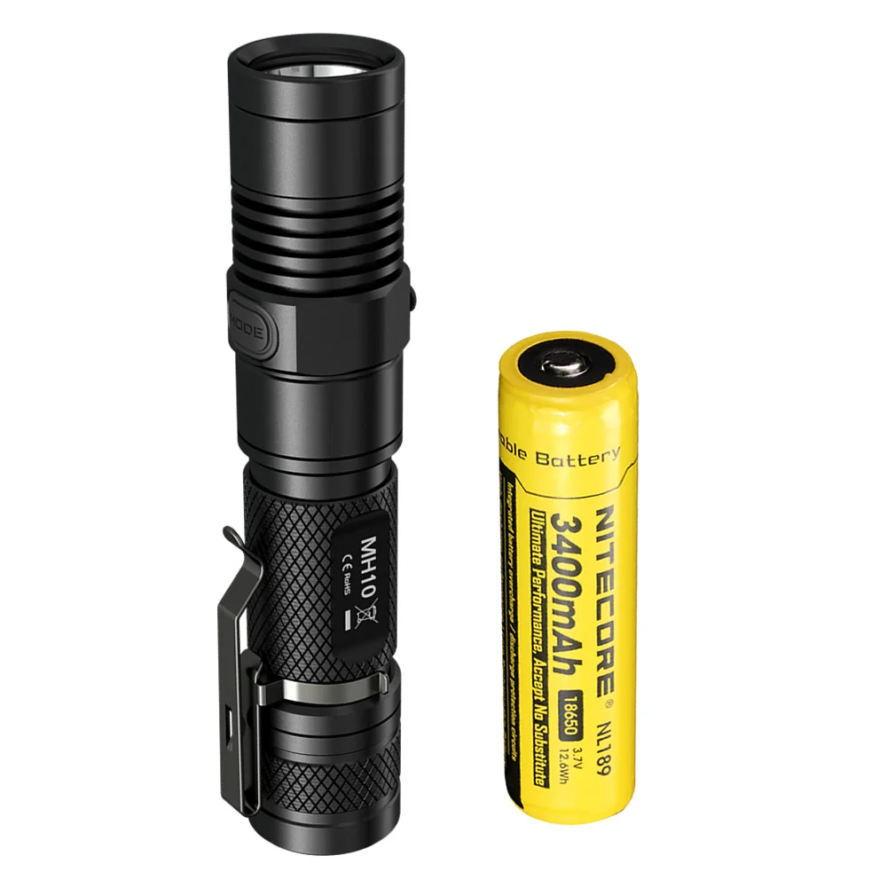 NITECORE MH10 1000lm U2 светодиодный открытый Портативный фонарик Тактический Перезаряжаемый USB зарядка с 3400 mAh 18650 Бесплатная доставка