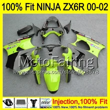 8Gifts Injection mold Body For KAWASAKI NINJA ZX-6R 00-02 1HM117 ZX 6R ZX6R 00 01 02 ZX636 2000 2001 2002 Fairing Green black